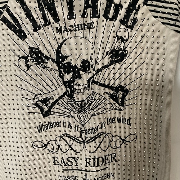 Voice of California Vocal Vintage Machine Easy Rider Studded Tan Tank Top Sz XL. - Picture 8 of 16